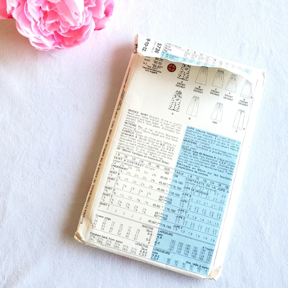 1987 UNCUT Butterick A-line Midi Skirt Classics Pattern 5736 - Picture 2 of 5